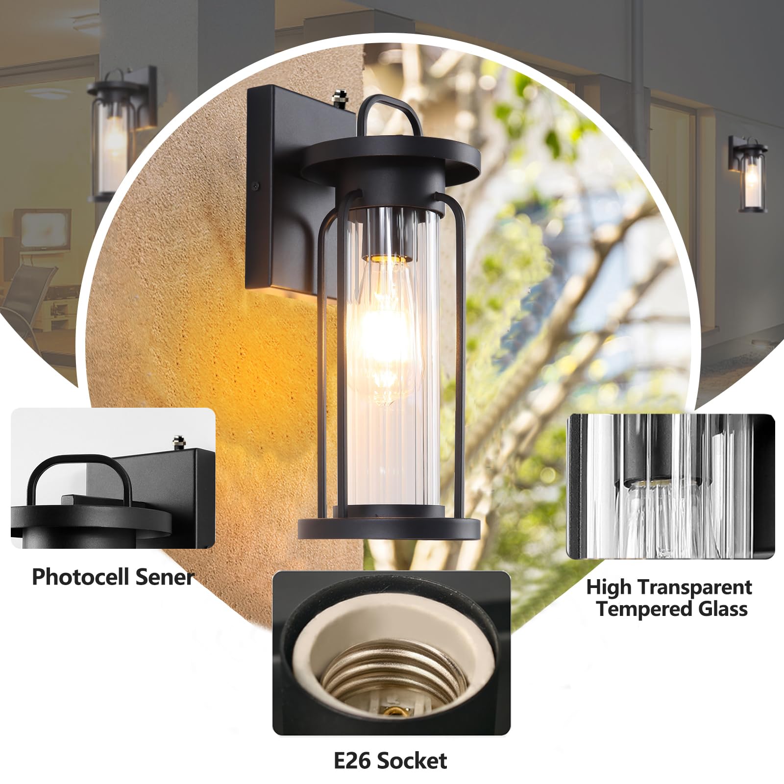 Dusk to Dawn Large Black Exterior Sensor Outdoor Lighting Fixtures (UPC-X10X) - Image 6
