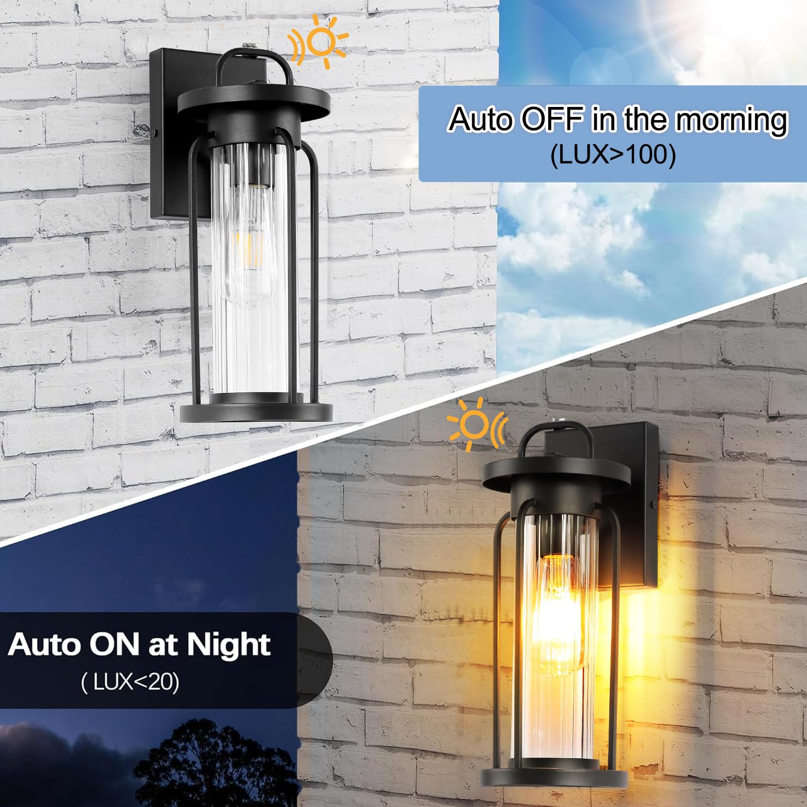 Dusk to Dawn Large Black Exterior Sensor Outdoor Lighting Fixtures (UPC-X10X) - Image 7