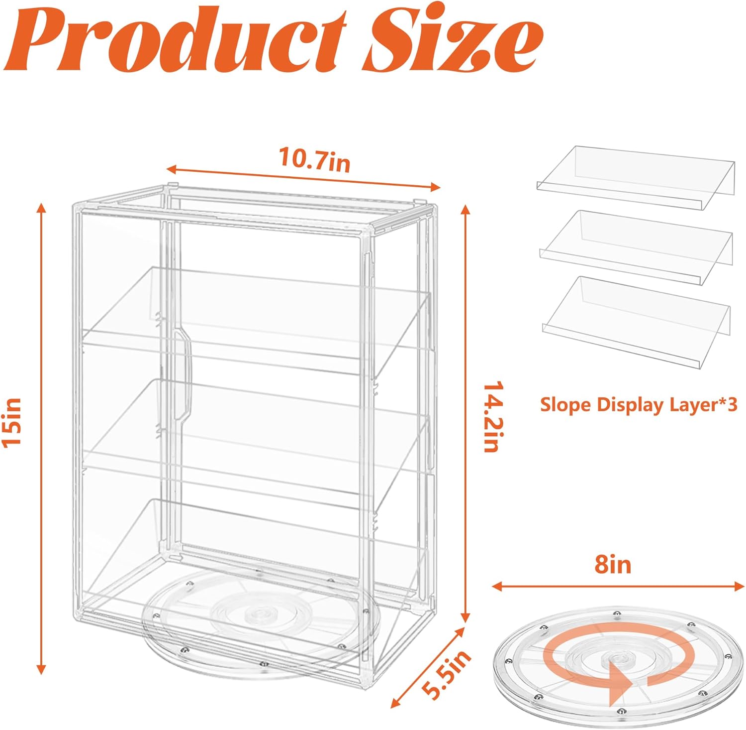 360 Degree Rotating Display Case with 3 Removable Shelves (UPC-DOIF ...