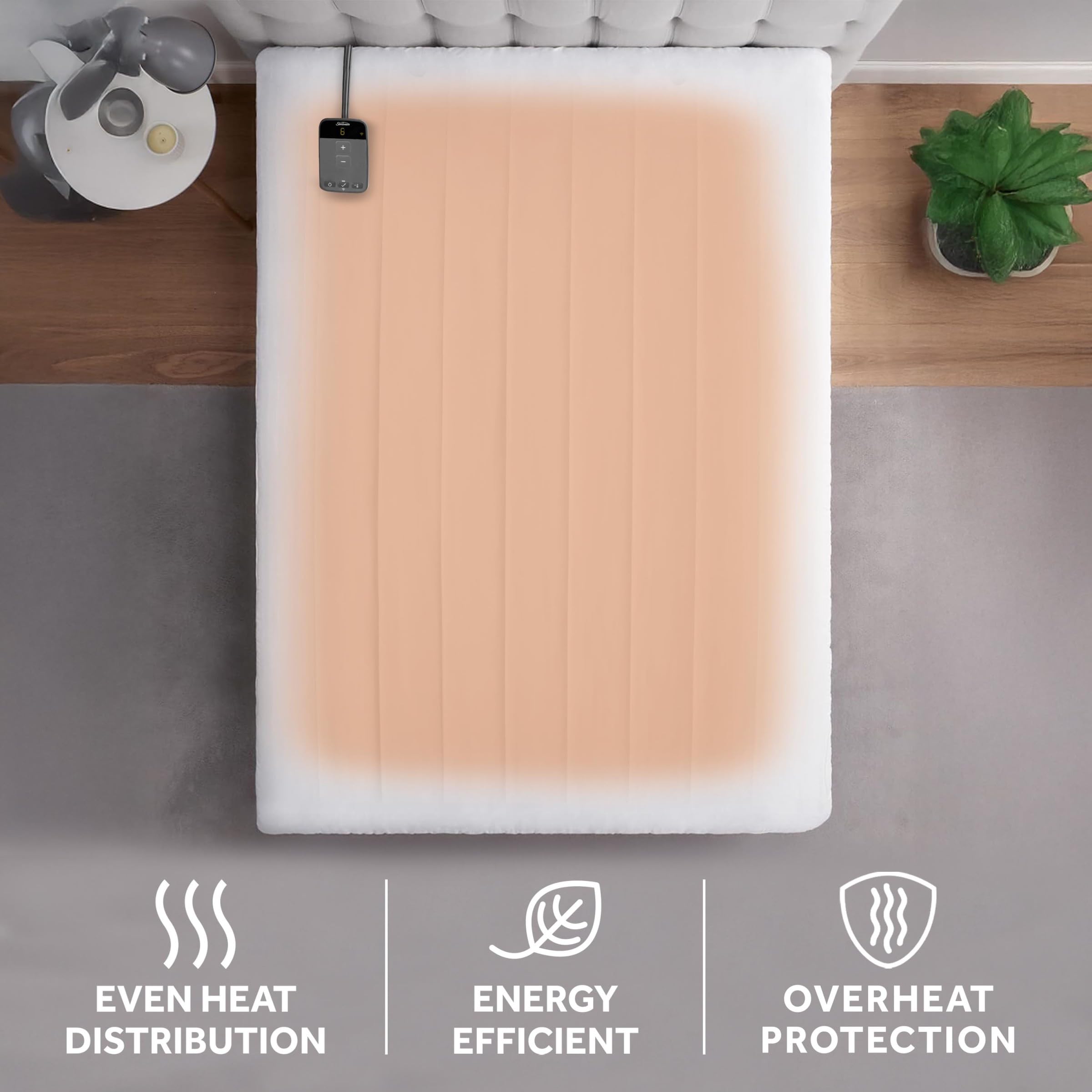 Sunbeam Wi-Fi Connected Mattress Pad, Electric Blanket, 10 Heat Settings, Full Size (UPC-6134) - Image 6