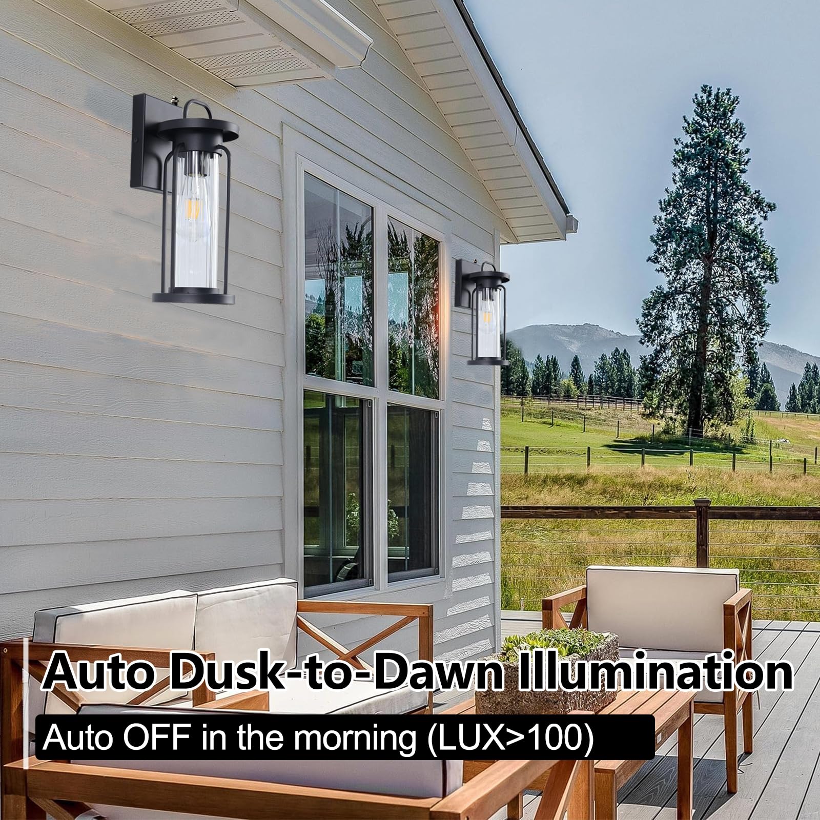 Dusk to Dawn Large Black Exterior Sensor Outdoor Lighting Fixtures (UPC-X10X) - Image 4