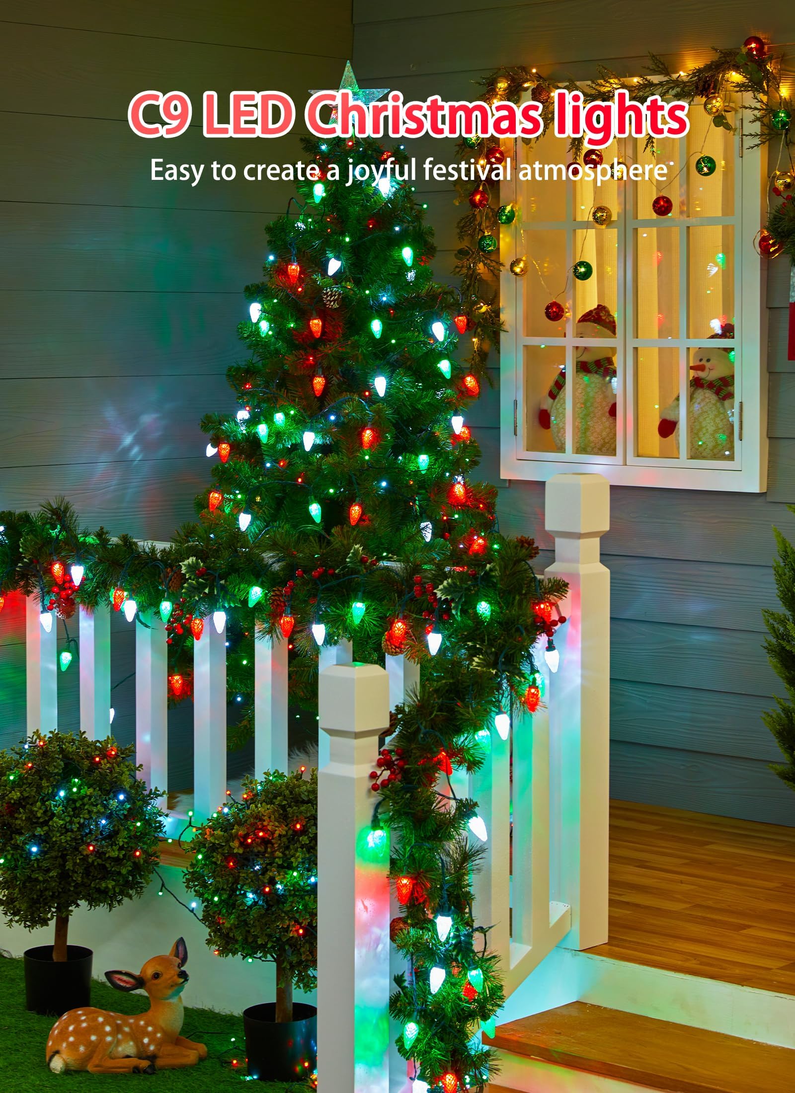 2 Pack C9 Outdoor LED Christmas Lights - 82ft 100 LED String Lights (UPC-6WFP) - Image 5