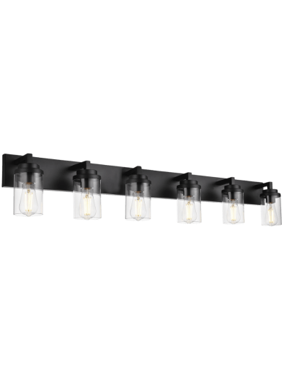 MELUCEE 6-Light Black Vanity Lights with Clear Glass Shades (UPC----)