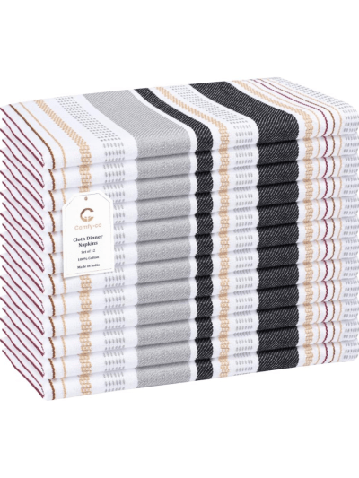 Comfy-co 100% Cotton 18x18' Set of 12 Cloth Napkins, Grey (UPC----)