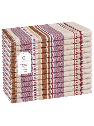 Comfy-co 100% Cotton 18x18' Set of 12 Cloth Napkins, Beige (UPC-ZXUF)