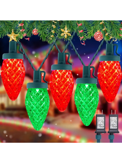 2 Pack C9 Outdoor LED Christmas Lights - 82ft 100 LED String Lights (UPC-6WFP)