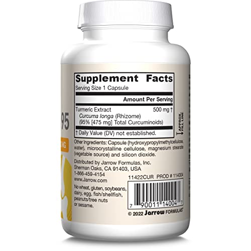 Jarrow Formulas Curcumin 95 Supplement - Turmeric Extract Supplement, 500 mg for Antioxidant & Joint Support, 60 Capsules (UPC-0047) - Image 2