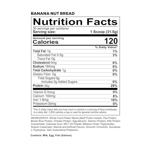 REDCON1 MRE Lite Whole Food Protein Powder, Banana Nut Bread - Low Carb & Whey Free Meal Replacement with Animal Protein Blends, with MCT Oils, 30 Servings (UPC-9066) - Image 2