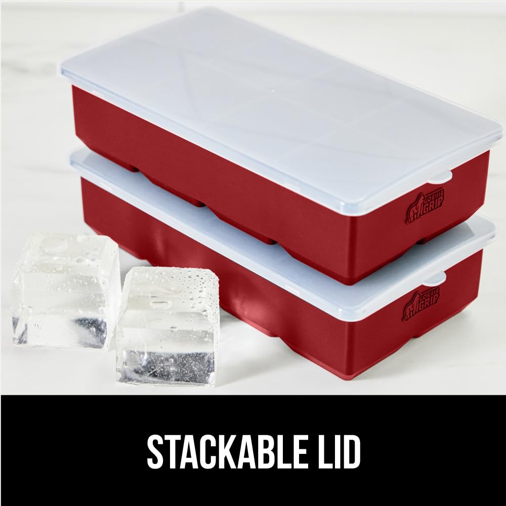 GORILLA GRIP Slow Melting Large Silicone Ice Cube Tray for Freezer, 2 Pack, 8 Giant Square Cubes (UPC-6360) - Image 5
