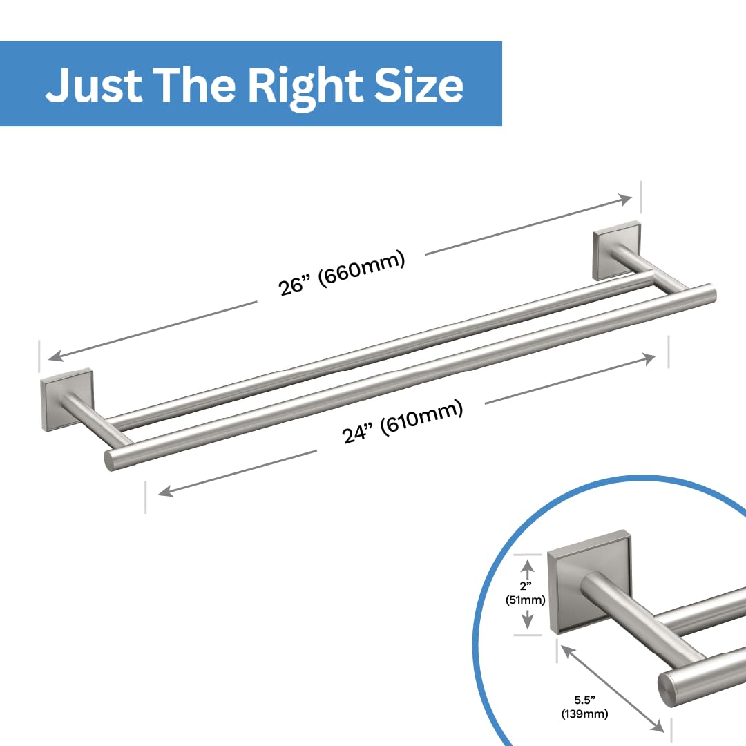 Gatco 5624 Mode Double Towel Bar, 24 Inch, Satin Nickel (UPC-2400) - Image 6