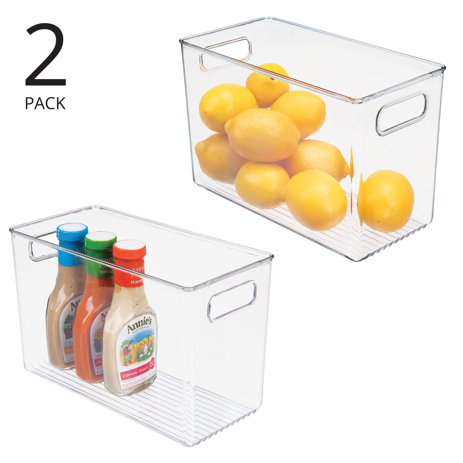 Clear 2 Pack Plastic Storage Box – Narrow Open-Top Organizers with Handle (UPC-T7A5) - Image 7