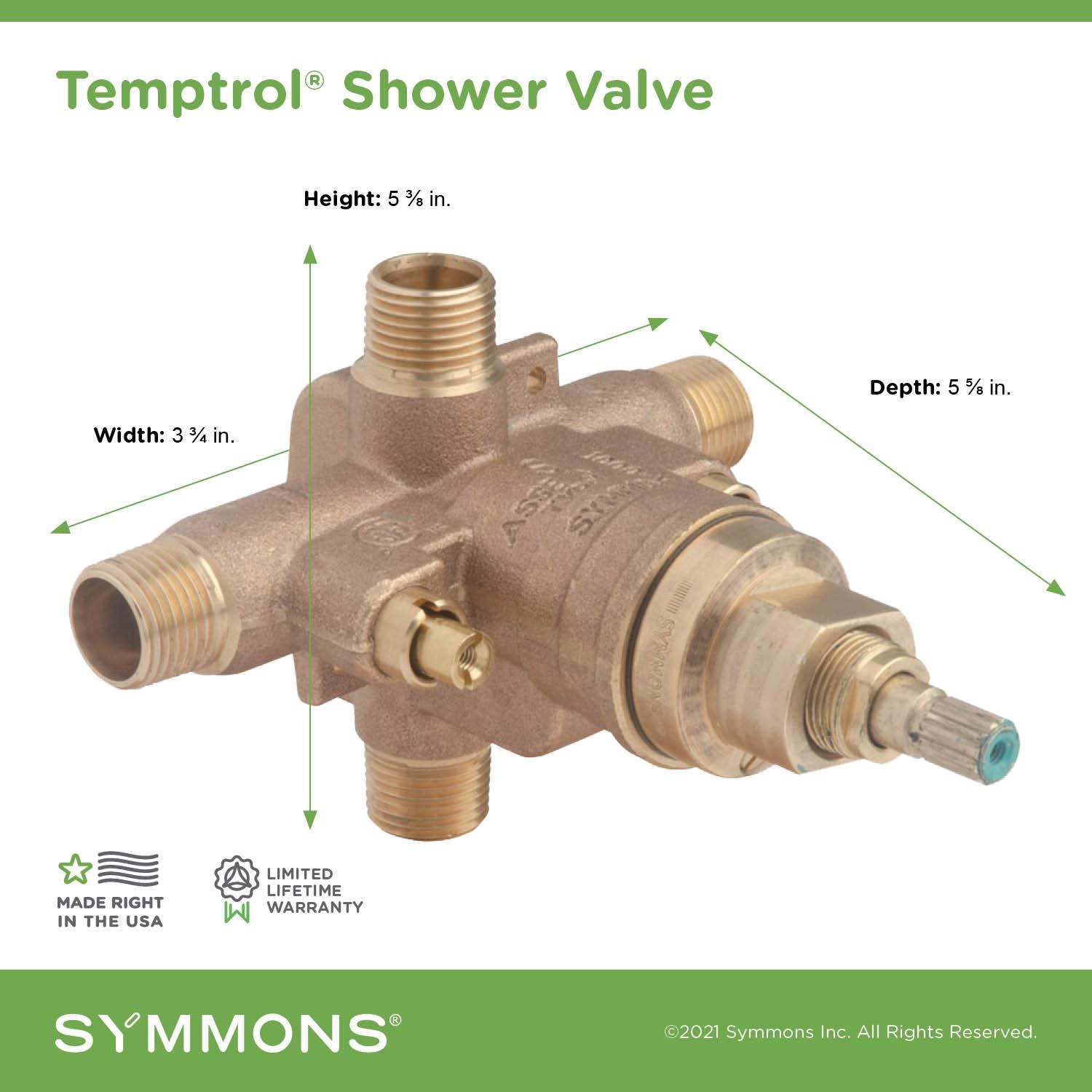 OPEN BOX - Symmons 262XBODY Temptrol Brass Pressure-Balancing Tub and Shower Valve with Service Stops (UPC-2218) - Image 3