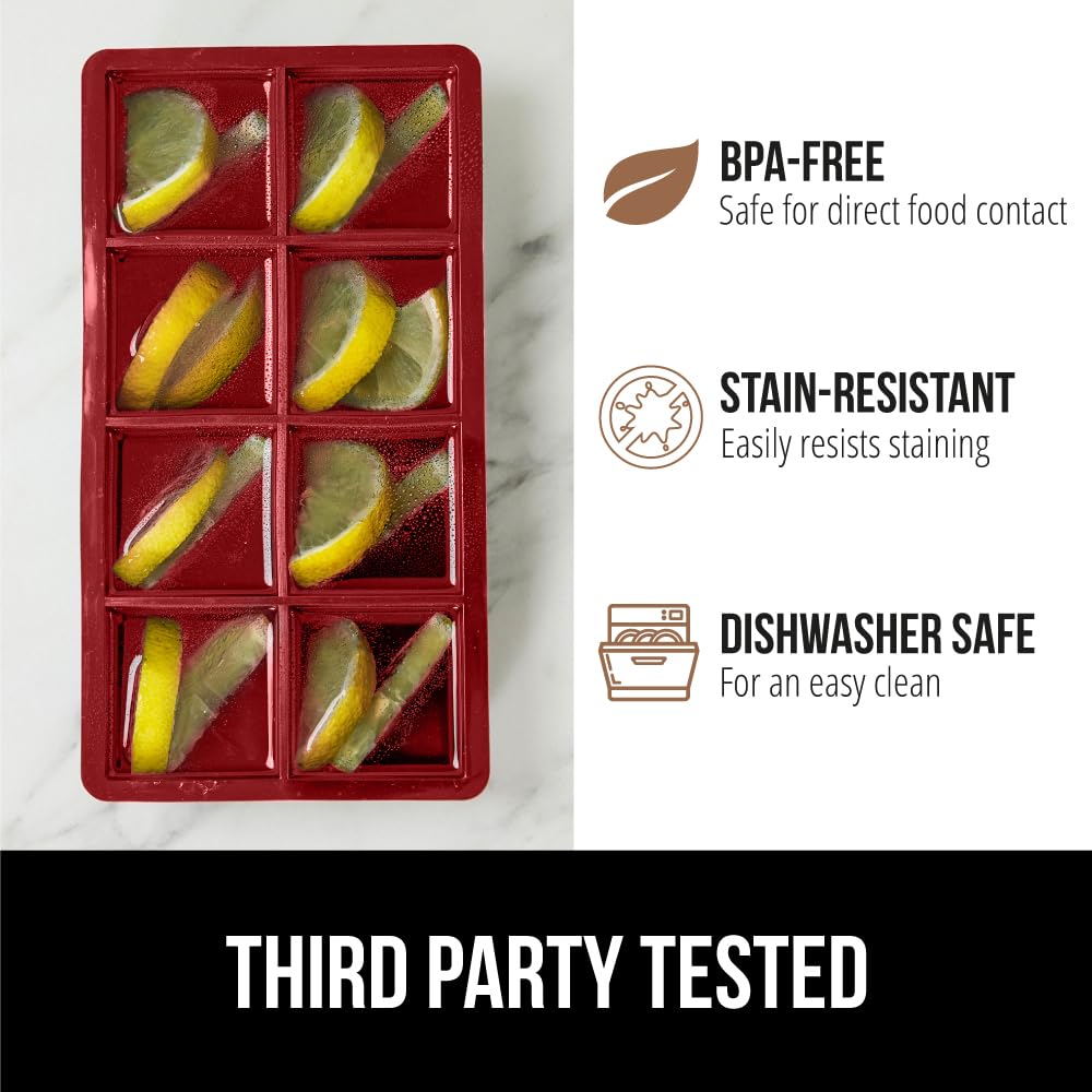 GORILLA GRIP Slow Melting Large Silicone Ice Cube Tray for Freezer, 2 Pack, 8 Giant Square Cubes (UPC-6360) - Image 7