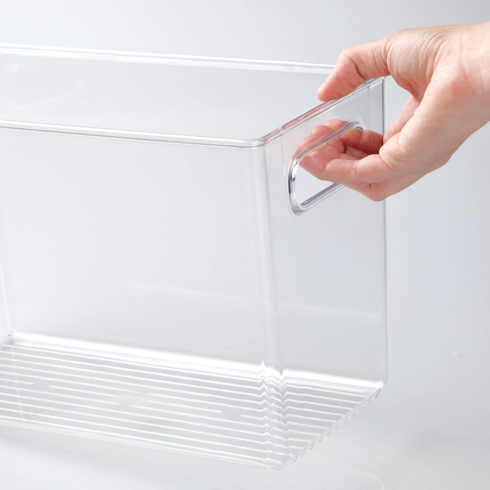 Clear 2 Pack Plastic Storage Box – Narrow Open-Top Organizers with Handle (UPC-T7A5) - Image 6