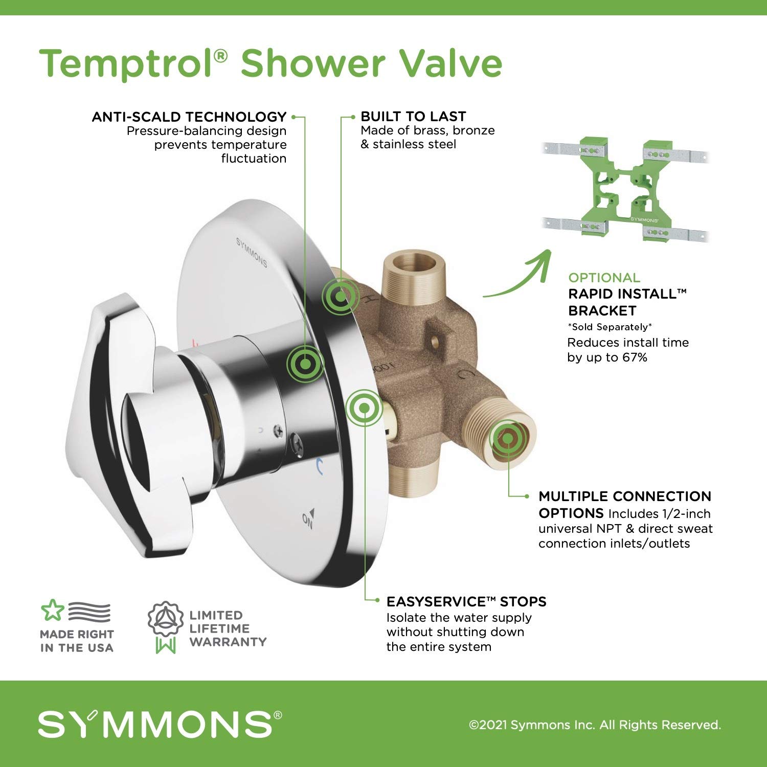 OPEN BOX - Symmons 262XBODY Temptrol Brass Pressure-Balancing Tub and Shower Valve with Service Stops (UPC-2218) - Image 2