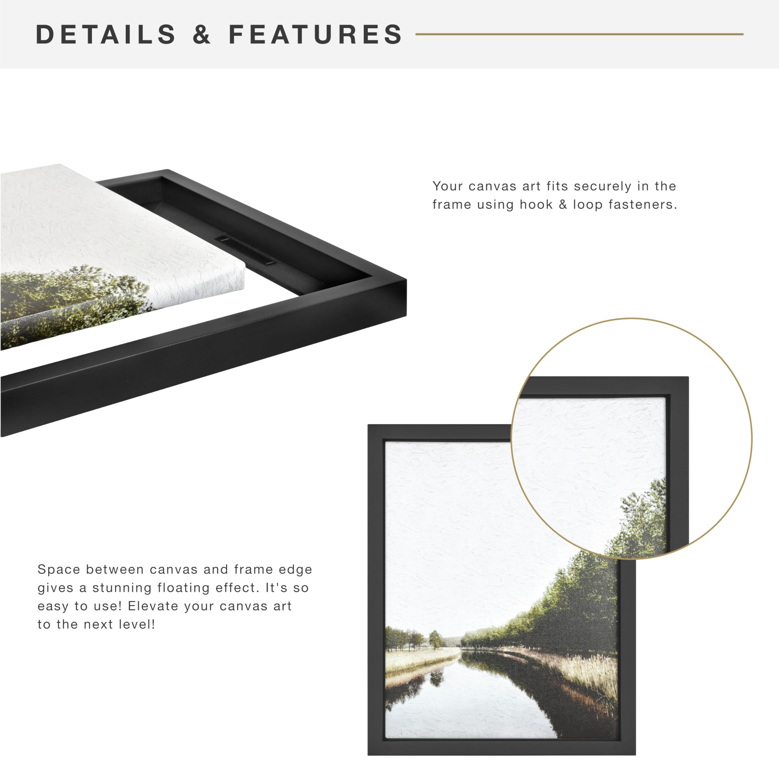MCS Black 24x30 Canvas Float Frame with Adhesive for Canvas Paintings (UPC-4383) - Image 2