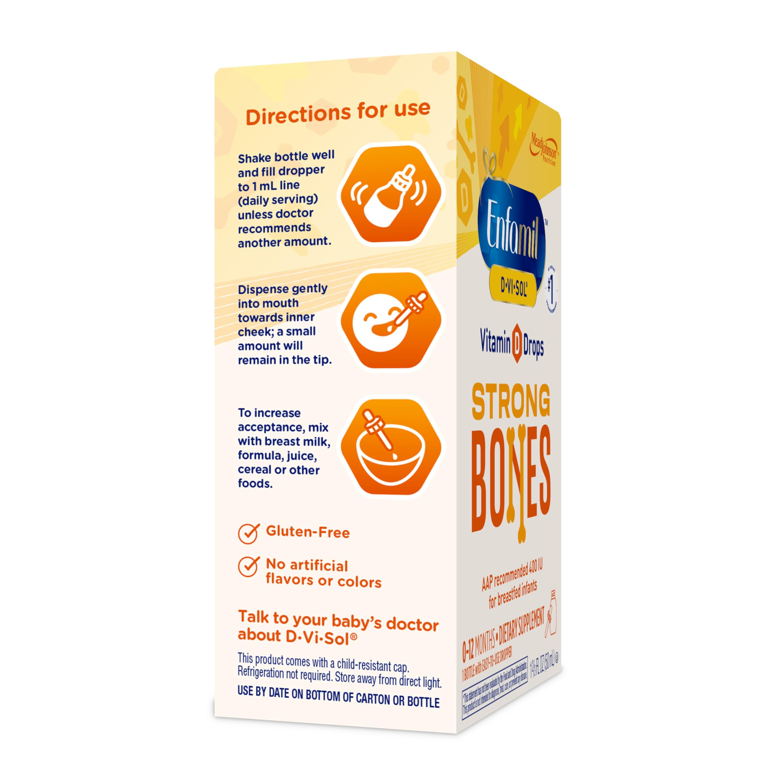 Enfamil Baby Vitamin D-Vi-Sol Liquid Supplement Drops, Supporting Strong Teeth & Bones, 50 Day Supply (UPC-6448) - Image 4
