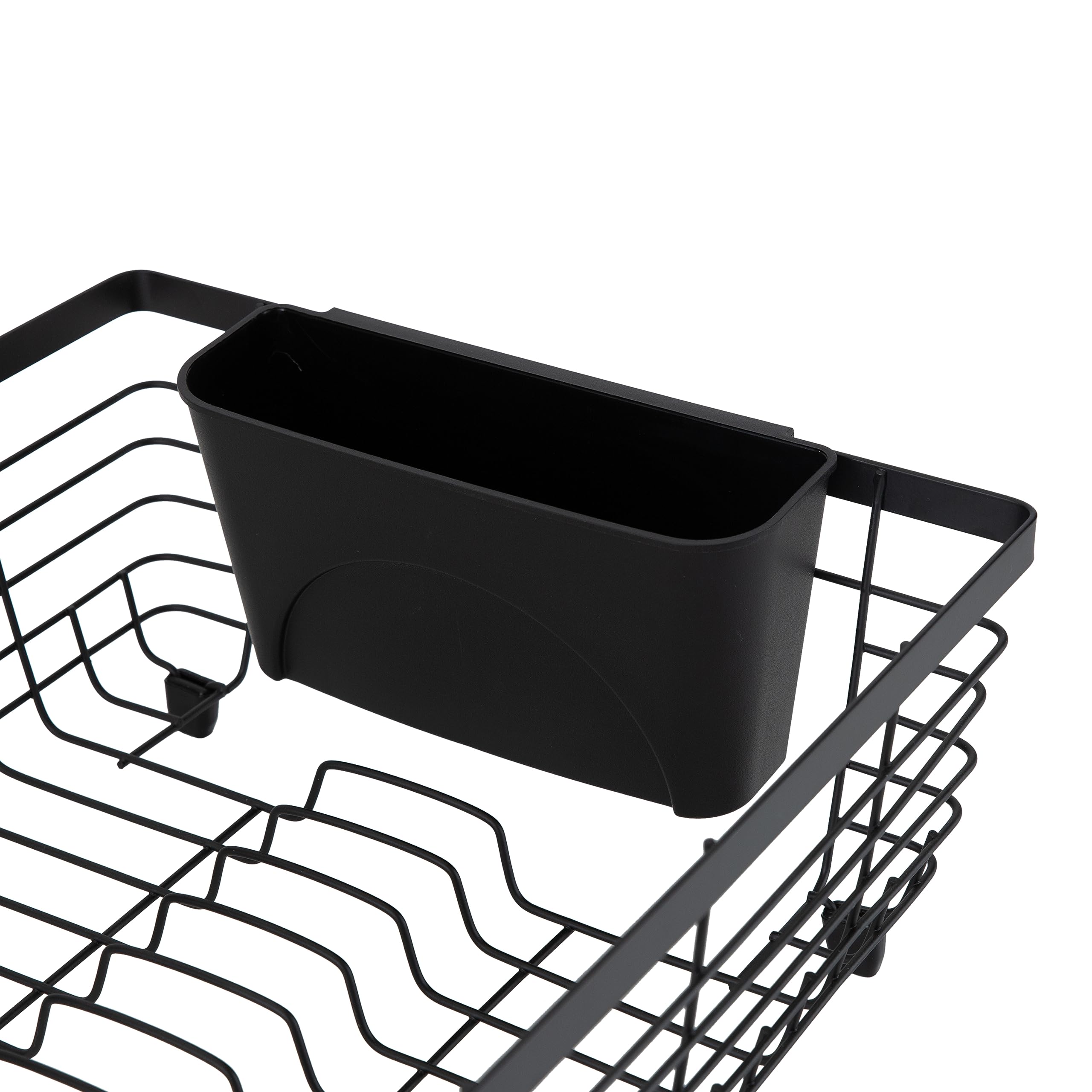Flat Wire Countertop or Over The Sink Dish Drying Rack with Cutlery Basket, Black (UPC-0325) - Image 2