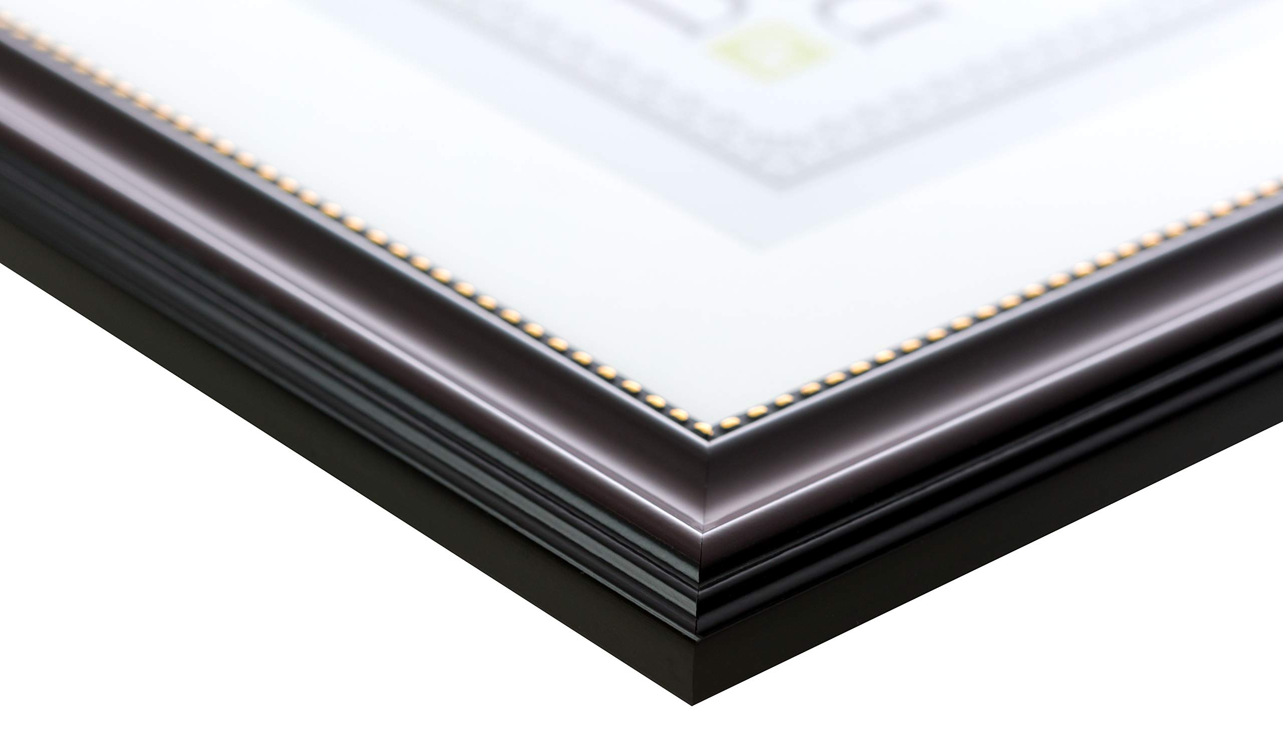 Document Frame - 8-Pack, 11" x 14", Matted For 8.5" x 11", Dark Brown with Gold Beading (UPC-7148) - Image 2