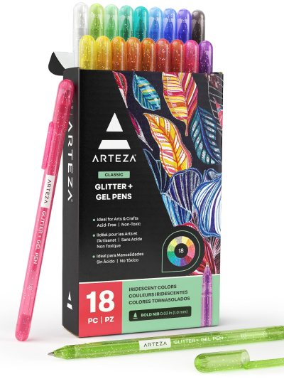 Colored Glitter Gel Pens, Set of 18 (UPC-3228)
