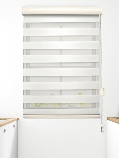 Elegant Comfort Dual Layer, Zebra Blinds, Sheer, Privacy Light Control, Pull Strings Roller, 23Wx72L, Beige (UPC-9014)