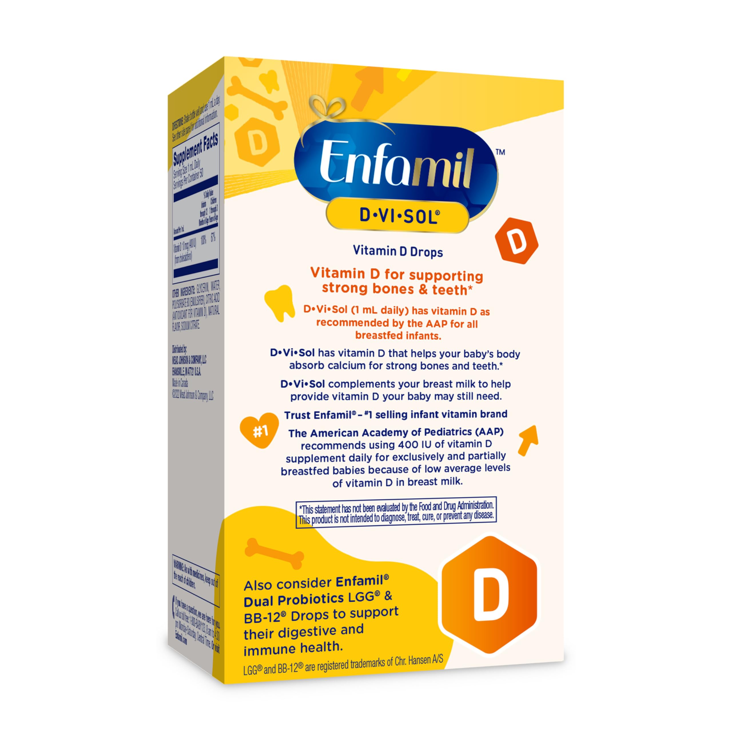 Enfamil Baby Vitamin D-Vi-Sol Liquid Supplement Drops, Supporting Strong Teeth & Bones, 50 Day Supply (UPC-6448) - Image 3