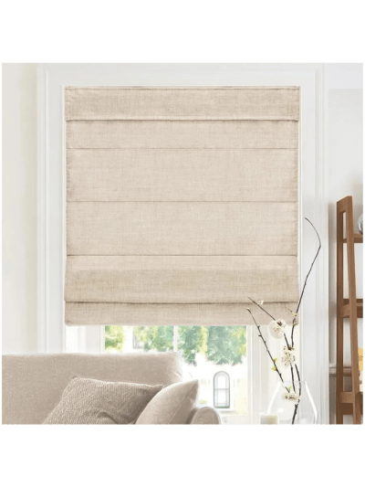 Roman Shades, Room Darkening Shades, 29"W X 64"H, Belgian Flax, Privacy and Light Filtering (UPC-9042)