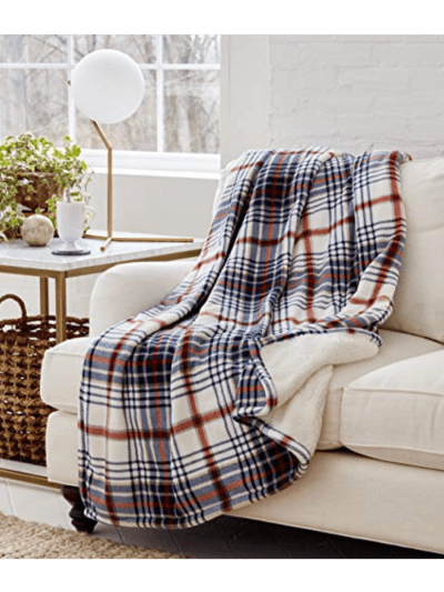 Eddie Bauer Voice Activated WiFi Smart Electric Sherpa Plaid Throw Blanket - NEW - Plaid Blue (UPC-0660)