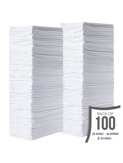 SIMPLI-MAGIC Premium Shop Towels 14”x12”, Commercial Grade White, 100 Pack (UPC-1575)