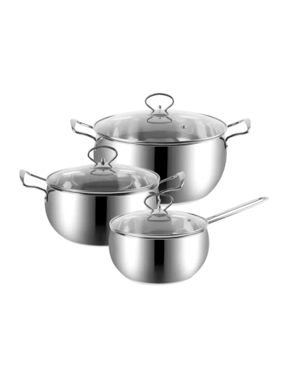 Sleek Stainless Steel 6-Piece Cookware Set: Polished Interior and Exterior (UPC-6105)