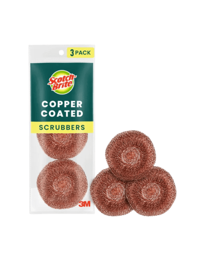 Scotch-Brite Copper Coated Scrubbers, 3 Scrub Pads (UPC-3529)