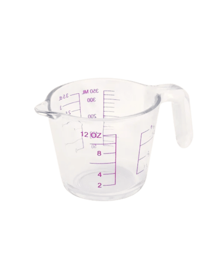 Glass Measuring Cup, 1.5 Cup or 12 oz Capacity, Microwave, Freezer and Dishwasher Safe, BPA-Free (UPC-1622)