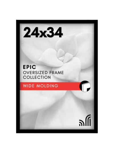 Black Wide 24x34 Poster Frame with Plexiglass - (UPC-9049)