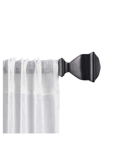 Exclusive Home Napoleon 1" Curtain Rod and Coordinating Finial Set, Matte Black, Adjustable 66"-120" (UPC-2140)