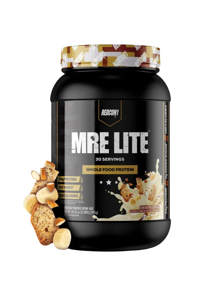 REDCON1 MRE Lite Whole Food Protein Powder, Banana Nut Bread - Low Carb & Whey Free Meal Replacement with Animal Protein Blends, with MCT Oils, 30 Servings (UPC-9066)