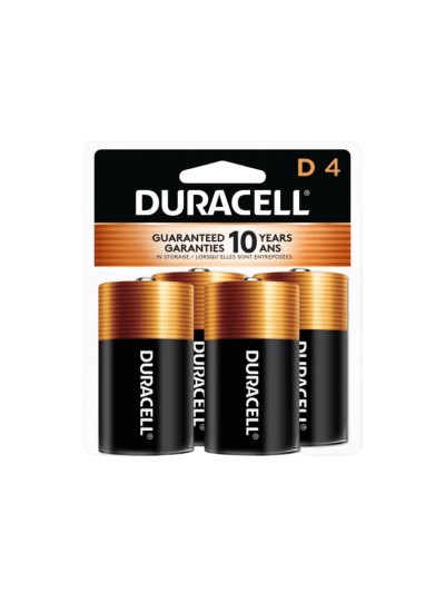 Duracell Coppertop D Batteries, 4 Count (Pack of 1), D Battery (UPC-0010)