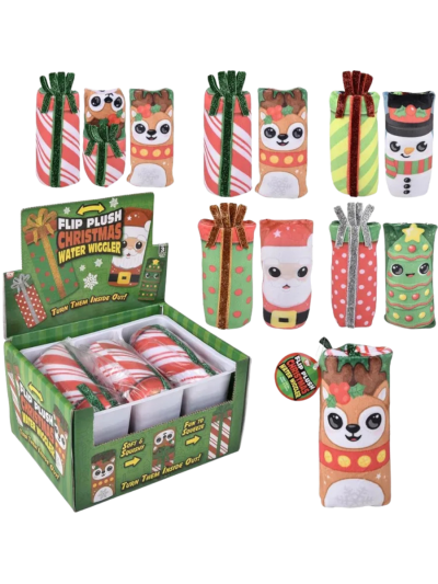 Rhode Island Novelty Christmas Flip Plush Water Wigglers 5.5", 6pk (UPC-1746)