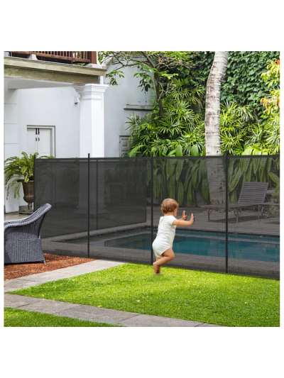 Elevens Pool Fence 4' x 12' Black Swimming Pool Fence for In Ground Pools (UPC-PYJK)