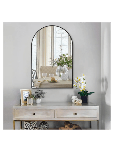 PexFix Arched Wall Mirror 36"x24" Large Mirror with Aluminum Alloy Thin Frame, Black (ASIN-LMFC)