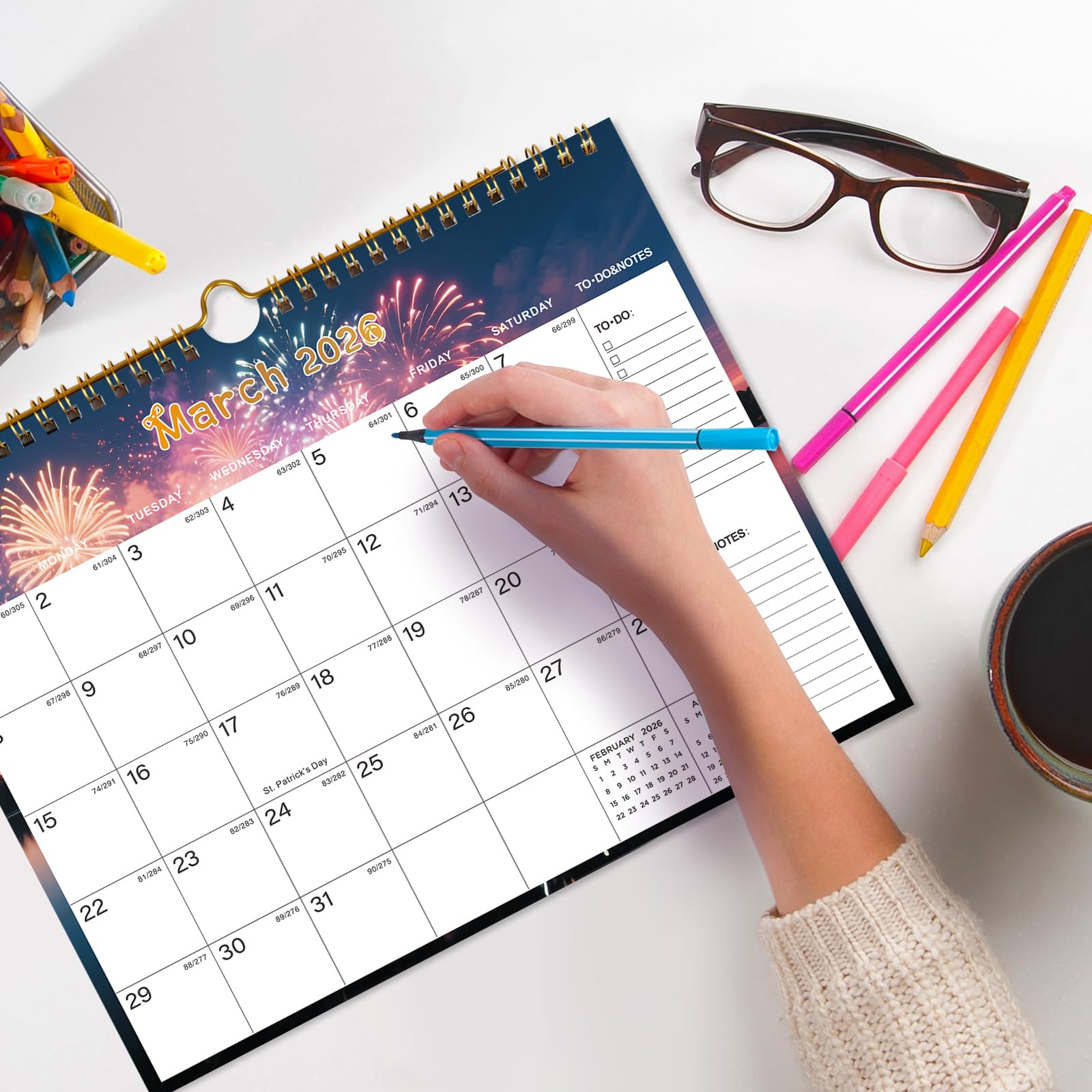 Jan 2026 to June 2027 Wall Calendar - 11" x 8.5", Thick Paper with Julian Dates, To-dos & Notes (ASIN-RH3T) - Image 7