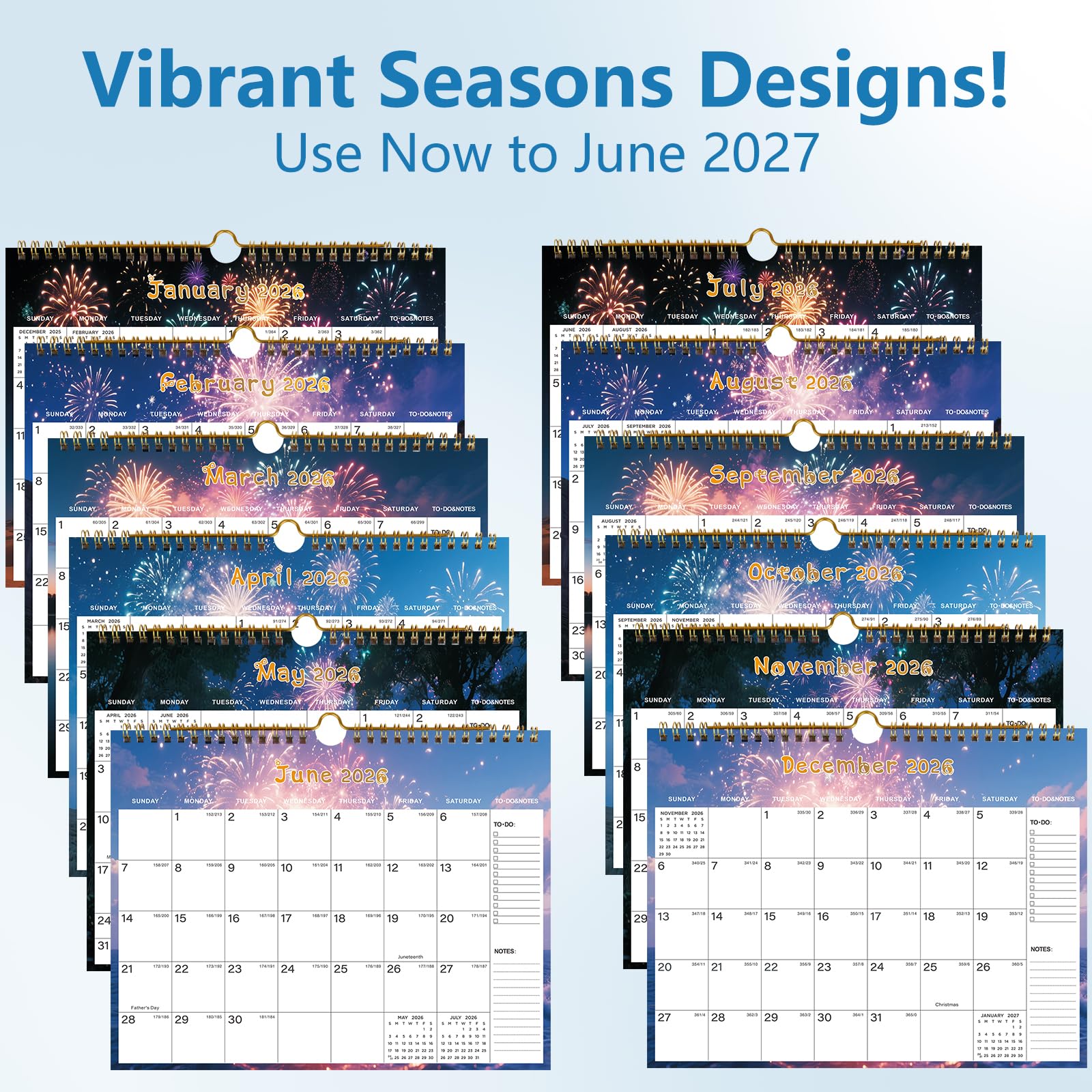 Jan 2026 to June 2027 Wall Calendar - 11" x 8.5", Thick Paper with Julian Dates, To-dos & Notes (ASIN-RH3T) - Image 4