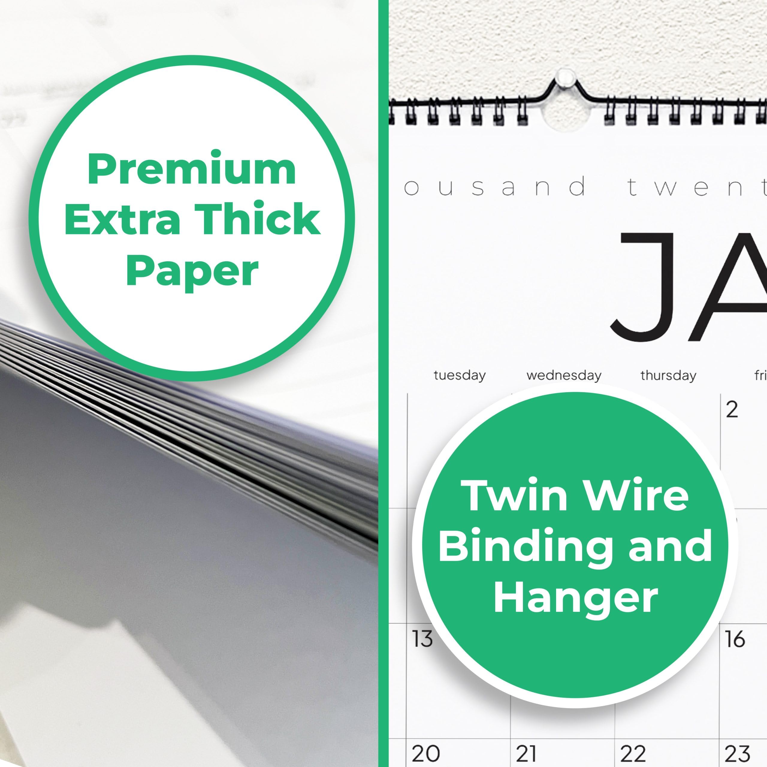 2026 12 Month Wall Calendar, 17" x 12", Thick Paper with Hanger, Spiral Bound (ASIN-67OH) - Image 3