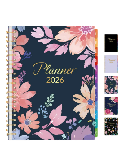 2026 Weekly & Monthly Planner - Jan-Dec 2026, 6.4" x 8.3" with Waterproof, Flexible Cover, Spiral Bound, Colorful Tabs, Pockets, Bookmark (LPN-8170)