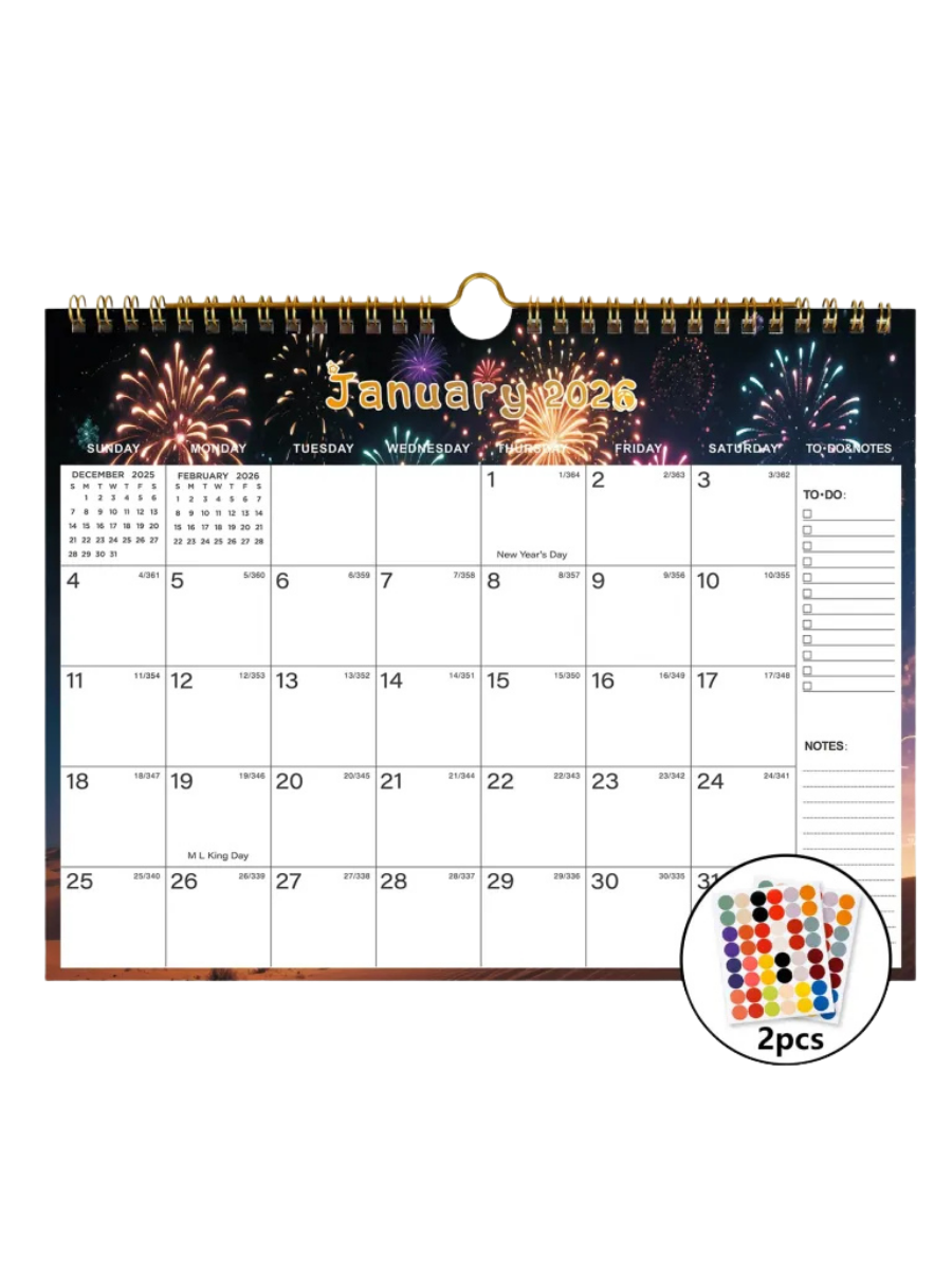 Jan 2026 to June 2027 Wall Calendar - 11" x 8.5", Thick Paper with Julian Dates, To-dos & Notes (ASIN-RH3T)