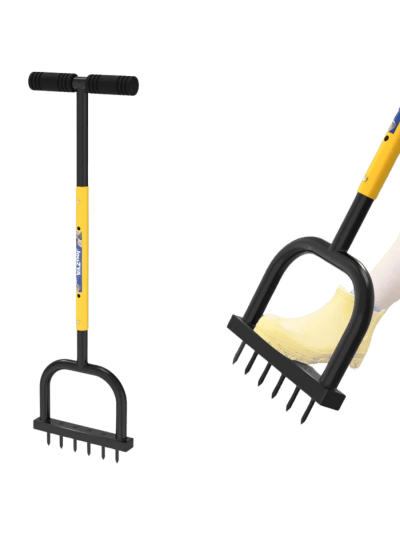 Lawn Aerator Coring Tool with Soil Core Collection Tray, Yellow (ASIN-FHKP)