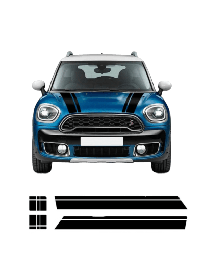 Striped Graphic Sticker - Hood, Trunk, Rear Decal Stickers, Gloss Black (ASIN-RU0N)
