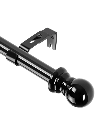 Black Curtain Rod Set - 30" to 44" Curtain Rod Set with Round Finials and Holders (ASIN-D6EP)