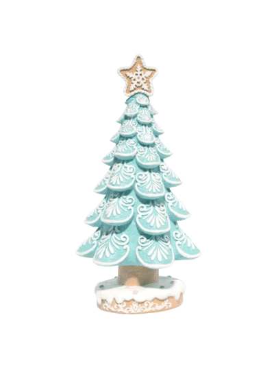 Gingerbread Tree Figurines - Handmade, Blue-Round (ASIN-JSV1)