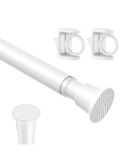 Spring Tension Curtain Rod - 24" to 46", White, Adjustable, One Set (ASIN-40NV)