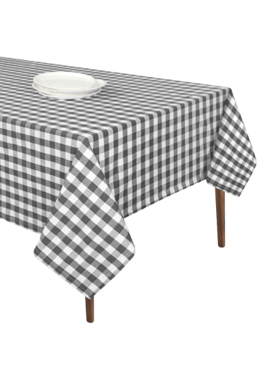 100% Cotton Gingham Buffalo Check Tablecloth - 52"x70", 100% Cotton, Washable, Grey (ASIN-OJCH)